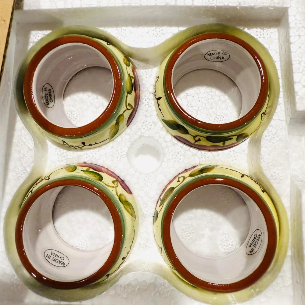 Vintage Y2K HOMCO Home Interiors Apple Napkin Holder Set of 4 NEW 21014